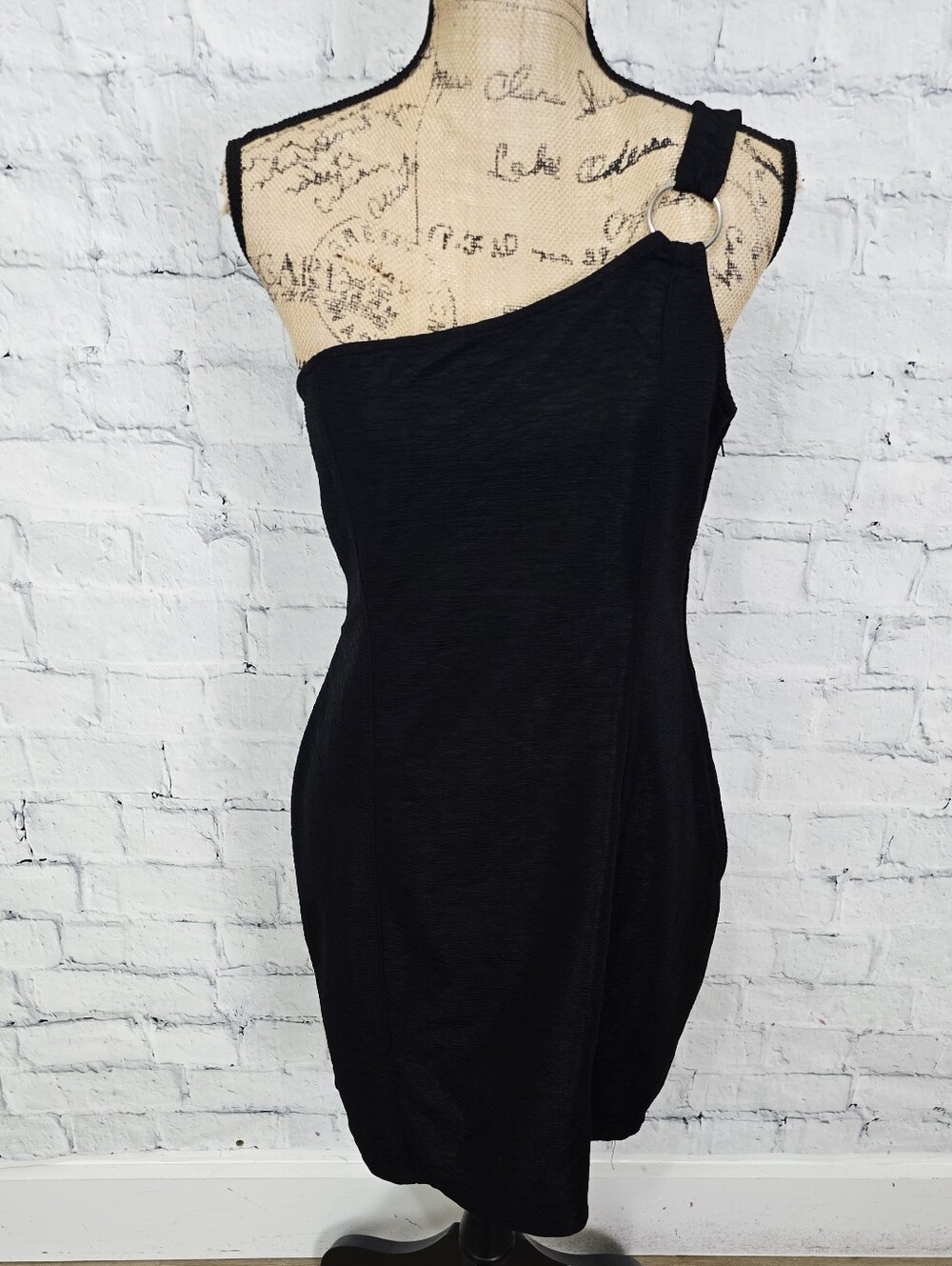 Divided dress Sz 14 lbd black mini cocktail party one shoulder bodycon A1